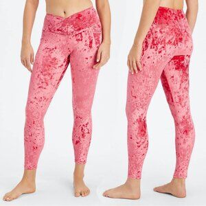 NWT New $75 Fabletics Red Crushed Velour Crossover Legging Size XL